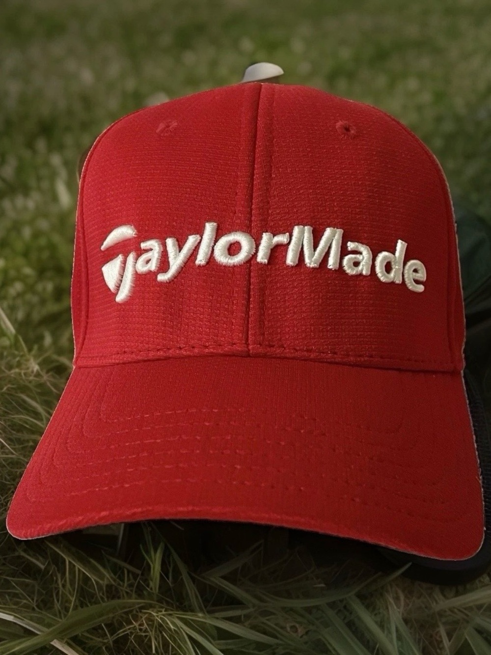 TaylorMade Golf Hat Adjustable Strapback Red And White Logo Men's Cap